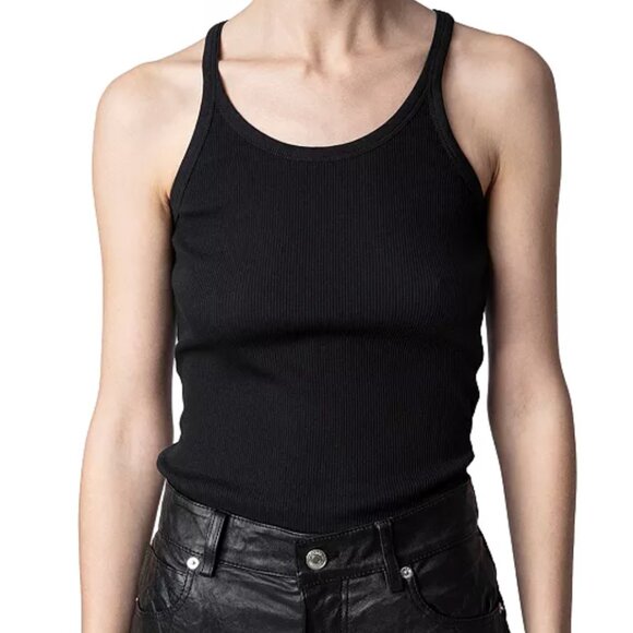 Zadig and Voltaire Alba black ribbed tank top - Picture 1 of 4